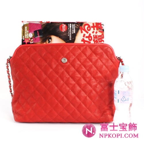 シャネル CHANEL マトラッセライン ソフトキャビアスキン ショルダーバッグ レッド＆シルバー A66803 【2012年新作】